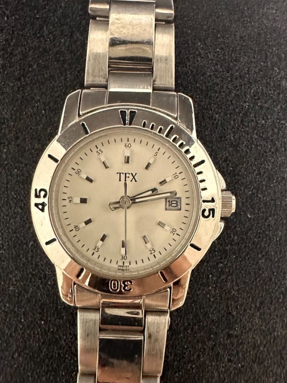 TFX by Bulova Women Watch Silver Tone Date Window 36M101 New Battery 6.25"